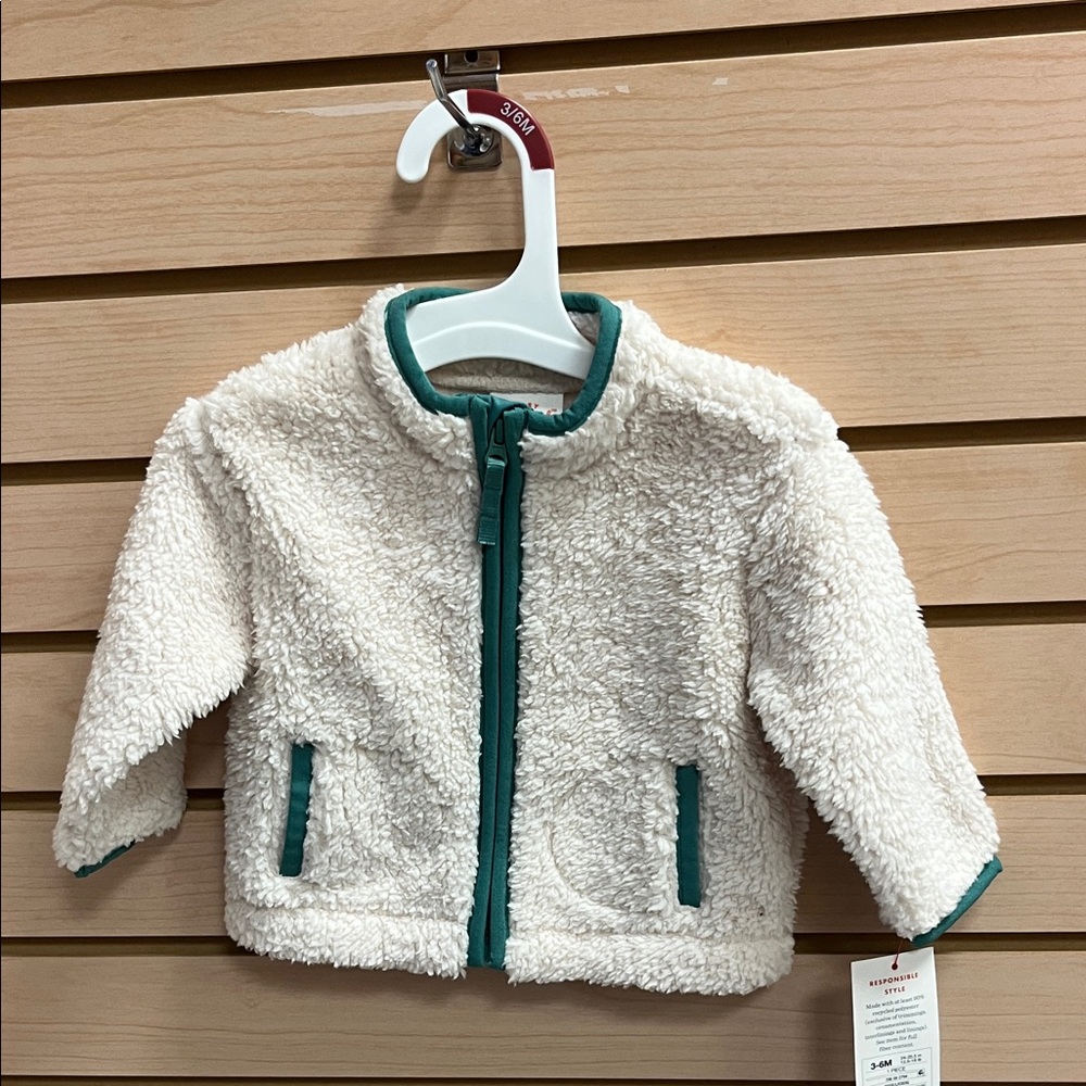 Cat & Jack Cream and Green Kids Jacket